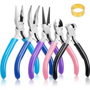Resim 5 Parça Mücevher Çene Seti, İğne Burun, Yuvarlak Burun, Eğri Burun Çeneleri ve Uç Kesici ile Mücevher Yapımı, Onarım ve Şekillendirme için DIY Zanaat, Bonus İpucu Pimi Dahil (Ekstra Bakır Halka Dahil) 