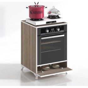 Resim Kenzlife ankastre modülü kabini krom crd fırın ocak dolabı kapaklı ayaklı sabit tabla 