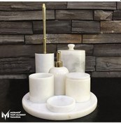 Resim Beyaz Mermer 7'Li Banyo Seti Beyaz 