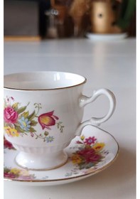 Resim Royal Kent Bone China Staffordshire İngiliz Vintage Kahve Fincanı Sarı 