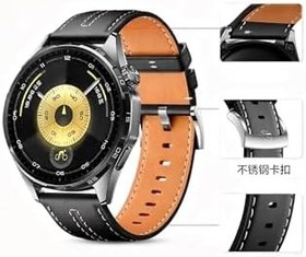 Resim Huawei Watch Gt4 / Gt5 / Gt5 Pro / Gt6 / Gt6 Pro 46Mm İle Uyumlu Yüksek Kalite Lansman Pu Deri Kordon Siyah 
