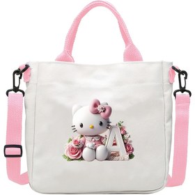 Resim Sanrio Hello Kitty A-Z Letter Design with 26 Options, Cute Cartoon Pink Shoulder Strap Crossbody Bag for Women, Trendy Large Capacity Shoulder Bag, Lightweight And Suitable for Daily Commuting, Work, And Shopping. 