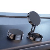 Resim POWERLAND Manyetik Araba Telefon Tutucu - Şık Siyah Alüminyum Alaşım, 360° Döndürme, Katlanabilir & Ayarlanabilir Açı Gösterge Paneli Montajı için - iPhone, GPS & Tüm Akıllı Telefonlar için 