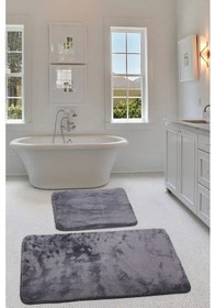 Resim Relax Antrasit Köşeli 60x100 + 50x60 Cm 2'li Pufidik Banyo Paspas Antrasit 