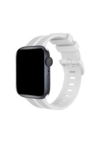 Resim Apple Watch Uyumlu 38mm Kr408 Çizgili Silikon Kordon - Beyaz 