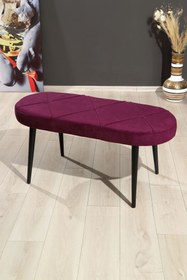 Resim Mymassa Bench - Soho Mor - Ahşap Siyah Ayak 