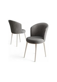 Resim Canisa Risa Serisi 4 Adet Gri Mutfak Sandalyesi Beyaz Metal Ayak 1.sınıf Babyface Kumaş Gri Sandalye Ayaklar Beyaz 