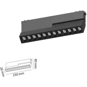 Resim 12W Mercekli Hareketli Slim Magnet Aydınlatma - 3000K / Siyah 