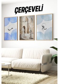 Resim Hat Sanatı Ve Doğu Esintili 3 Lü Mdf Çerçeveli Tablo Crv1219 23 X 32 