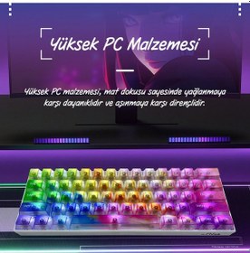 Resim 120 Tuş Yarı Saydam Keycaps, Gökkuşağı Renkli Kristal Klavye Tuş Kapakları Tüm Mekanik - Manyetik Klavyeler İle Uyumludur. 