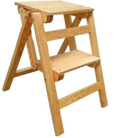 Resim Ahşap Merdiven Tabure Katlanır 2 Basamaklı Natural 