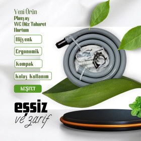 Resim Plasyay Düz Duvar Sabitlemeli Taharet Hortumu Plastik Kelepçeli 100 cm Gri 