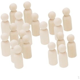 Resim 20 Parça Bitmemiş Boş Ahşap İnsanlar Peg Bebekler Düğün Pastası Topper Dıy 43mm 