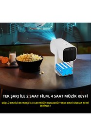 Resim Teknodrone Powerbanklı Android Taşınabilir Projeksiyon Wifi Ve 4k Destekli Rgb Led Akıllı Sinema Projektör 