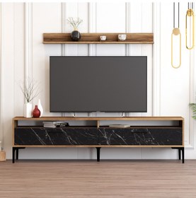 Resim Variant Istanbul Tv Ünitesi - Ceviz / Siyah Mermer 