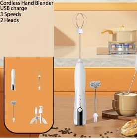 Resim Honeybeeshop Usb Şarjlı 3 Hızlı Elektrikli Süt Köpürtücü Ve Çırpıcı Beyaz Çift Paslanmaz Çelik Diğer 