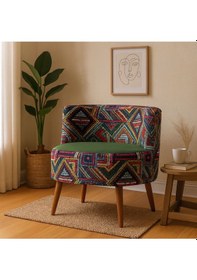 Resim Azra Mobilya Sydney Modern Desenli Döşemeli Berjer Renkli Tasarım, Konforlu, Dekoratif Tekli Koltuk Yeşil Renkli-yeşil 