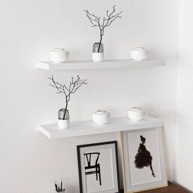Resim Minar Gizli Tutuculu 2'li Duvar Rafı 80 cm - M.beyaz 