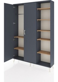 Resim Arges Dolap 7 Raflı 2 Kapaklı Tek Askılı 132x30x195 Antrasit-antrasit/çam Antrasıt/atlas Çam 