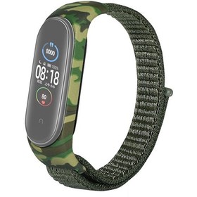 Resim Gpack Xiaomi Mi Band 5 Kumaş Cırtcırt Kamuflaj Desenli Koyu Yeşil Kordon 