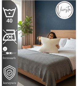 Resim Kapitone Desenli 12'li Yastık Koruyucu Alez Seti Fermuarlı, Anti-bakteriyel Beyaz 