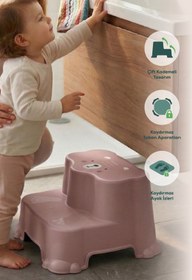 Resim Wumboo Kaydırmaz Çocuk Basamağı - Çift Katlı Banyo Merdiven Yükseltici Bebek Basamağı -Pembe 