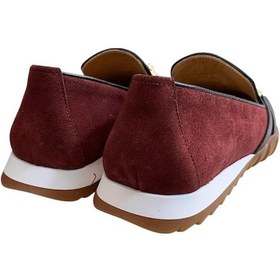 Resim Bordo Hakiki Deri Süet Toka Detay Comfort Taban Spor Loafer Bordo 
