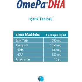 Resim OmePa DHA 30 Yumuşak Kapsül Omega 3 Balık Yağı Türkiye Menşeli Astaksantin İçerir 