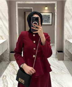 Resim Esre Store 4521 - Krep Kumaş Ikili Tesettür Takım Bordo 