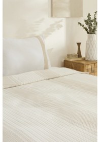 Resim Karaca Home Rise %100 Pamuk Keten Çift Kişilik Pike Takımı Bej Bej 