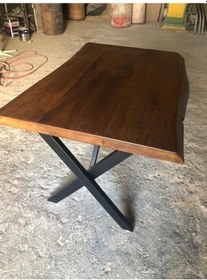 Resim Bintaşmobilya Ceviz Rengi Gürgen Ağacı Kütük Masa Imalatı 80X120.Cm 