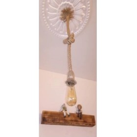 Resim , Jüt Halat 18-20MM, 100CM, Kablolu Halat Duy, Sarkıt Doğal Görünüm, E27 Duylu 