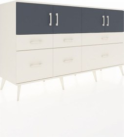 Resim Kronos Konsol 4 Raflı 6 Çekmeceli 4 Kapaklı 176x59x99 Aytaşı-antr Aytaşı-antrasit/aytaşı 
