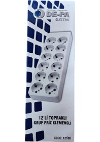 Resim 12'li (ONİKİLİ) Topraklı Klemensli Grup Priz 