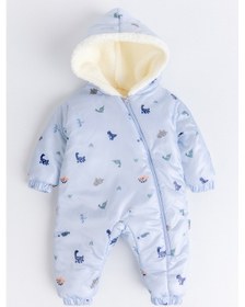 Resim Kapüşonlu Peluş Astarlı Kışlık Kız-erkek Bebek Astronot-kozmonot Tulum Mavi 