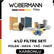 Resim Wöbermann Fiat 500L 1.3 D Multijet Filtre Bakım Seti 2012-2020 4lü Karbonlu 