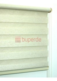 Resim Buperde Simli Ekru (Açık Krem) Bambu Zebra Stor Perde 