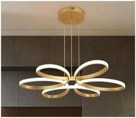 Resim Lambadar Papatya Model Sarkıt Modern Led Beyaz Işık Ultra Power Led Avize Salon Mutfak Oda Hol Ledli Avize Gold Tek Ebat 45 X 45 0008-Papatya-Gold-Sarkit 
