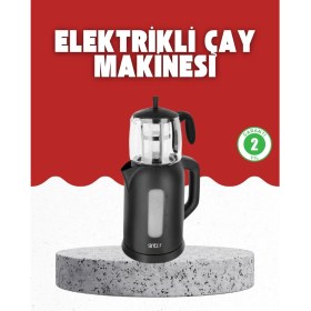 Resim Krm Sıcak Tutma Özellikli 2’si 1 Arada Çay Makinesi ve Su Isıtıcı Krm 