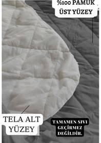 Resim Mona Verde Alez Takımı %100 Pamuklu Sessiz 3 Parça Kapitoneli Yastık Alezli MNVAPFK00 Gri 