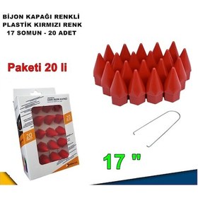 Resim Sivri Mermi Tip Bijon Kapağı Plastik Kırmızı Renk 17 mm Bijon 