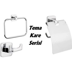 Resim Arçe Tema Kare Yuvarlak Havluluk Kapaklı Kağıtlık 2 Li Bornoz Askılık 
