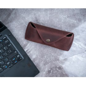 Resim Cozy Leather Unisex, Koyu Kahverengi, Hakiki Deri Gözlük Kılıfı 