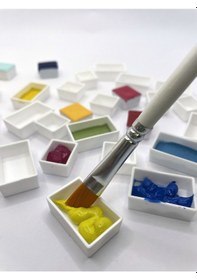 Resim Şemse 36 Adet Yarım Ölçü 2ml Suluboya Tavası Yarım Tava 