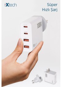 Resim İxtech 100w Pd+qc 3.0 Süper Hızlı Portatif Başlıklı Adaptör 