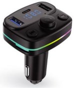 Resim Sarftech AFT-10 3.1A Hızlı Şarj Bluetooth Rainbow Işıklı Led Ekran Tf Kart USB Araç Çakmaklık Fm Transmitter 