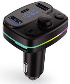 Resim Sarftech AFT-10 3.1A Hızlı Şarj Bluetooth Rainbow Işıklı Led Ekran Tf Kart USB Araç Çakmaklık Fm Transmitter 