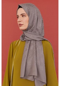 Resim Mirsoy Scarf Mc Desen Parlak Jakar Şal - Koyu Gri Koyu Gri 