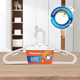 Resim Macromax Döner Başlıklı Elbise Askısı 4'lü Paket, Çok Amaçlı Askı İpi ve Etek Asma Aparatlı 2li paket 