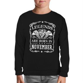 Resim Burç - Born in November Crown Siyah Çocuk Sweatshirt 